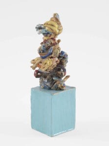Thought #6 With A Blue Base And A Clown, 2017 Glazrd ceramic, 10 1_2 X 2 5_8 X2 5_8 in, 26,7 X6,7 X6,7 cm, GA.37733 (view 03)