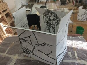 Drawing on Cardboard boxes